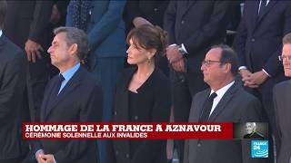 Hommage de la France à Aznavour  le cercueil du chanteur recouvert du drapeau français [upl. by Lady]