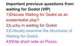 Waiting for Godot waiting for Godot previous year question with answer [upl. by Eolcin]