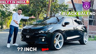 BLACK Baleno ❤️😱इस Car का तो रुतबा ही अलग हे🔥 Z BLACK Baleno Zeta Cng Modified 18inch Alloy Wheels [upl. by Assirac]