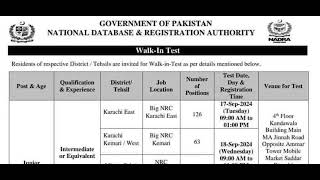 NADRA Jobs Taluka wise Junior Executive Post  Daily Jobs Update  New Jobs NADRA [upl. by Ainesej]