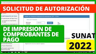 🔴 SOLICITUD de autorización de IMPRESION comprobantes de pago FORMULARIO VIRTUAL 816 SUNAT 2022 [upl. by Nowahs]