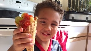 Fruit Sundae Cone Recipe Easy Healthy Snack Recipes For Kids [upl. by Assenev]