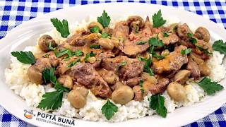 Beef Stroganoff reteta de vita cu ciuperci si smantana la tigaie [upl. by Ailegnave]