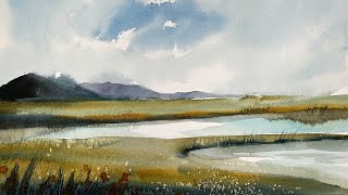 Simple Watercolour Landscape Painting Using Only One Brush [upl. by Jeritah]