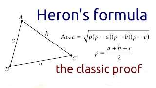 Herons formula the classic proof [upl. by Neelloj]