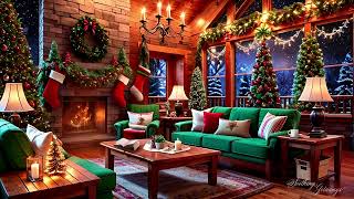 Snowy Christmas Cabin Cozy Holiday Ambience with Crackling Fireplace Falling Snow amp Twinkle Lights [upl. by Fachini745]