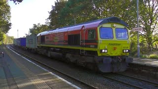 Felixstowe container freight trains passing through westerfield station 151123 [upl. by Dde]