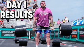 DAY 1 Results at The Worlds Strongest Man 2024 [upl. by Ciryl]