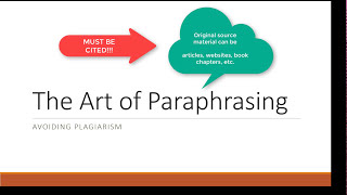 The Art of Paraphrasing Avoiding Plagiarism [upl. by Eynenihc88]