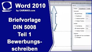 Erstellung einer BriefvorlageBrief DIN 5008 Teil 1  Bewerbungsschreiben MS Word  carinkocom [upl. by Annoik241]