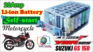 Liion  lithium 12 Volt 20 Amp Battery for Self Start CB150f Motorcycle with a 100 Amp BMS wd CC [upl. by Ehling714]