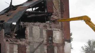 Demolition of Old National Casket Factory September 30 2009 [upl. by Cirek455]