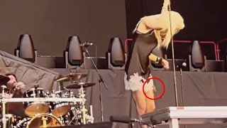 Taylor Momsen bitten by bat while performing on stage Video [upl. by Ahsinert]