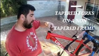 TAPERED FORKS ON A NON TAPERED FRAME SPECIALIZED ROCKHOPPER [upl. by Latsyk]