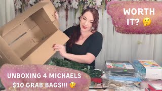 Unboxing 4 Michaels 10 Grab Bags Worth it 2024 [upl. by Knox814]