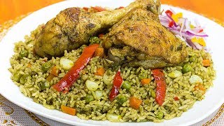 ARROZ CON POLLO  RECETA PERUANA  EXQUISITO  Sazón y Corazón [upl. by Nosnev]