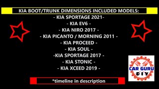 KIA BOOTTRUNK DIMENSIONS INCLUDED MODELS [upl. by Wiskind]