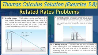 Thomas calculus exercise 38 Q39 to Q41  Related rates problems urdu hindi  Lec 76 [upl. by Ayila920]