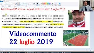 Impianti sportivi e mutui  Atto di indirizzo Mininterno 2272019 [upl. by Anwahsat331]