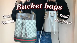 BUCKET BAGS  Gucci Ophidia  Fendi Mon Tresor  Whats in my bag  水桶包 [upl. by Anatnas]