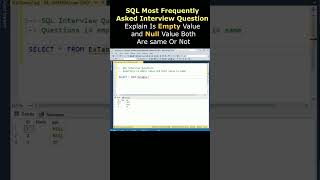 SQL Interview Questions null and empty value both are Not same explain sqlinterviewquestions [upl. by Hal]