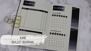 Minimalist Bullet Journal June  PLAN WITH ME  Monochrome [upl. by Linders567]