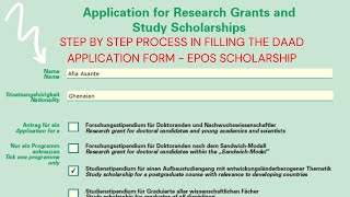 STEP BY STEP GUIDE TO FILL THE DAAD APPLICATION FORM  EPOS SCHOLARSHIP 2023 [upl. by Higley61]