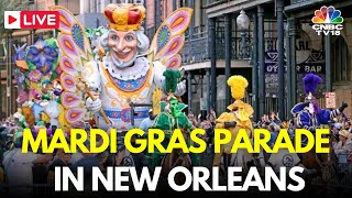 Mardi Gras Parade LIVE King of Carnival Leads Rex Parade During Mardi Gras in New Orleans  IN18L [upl. by Ojoj492]