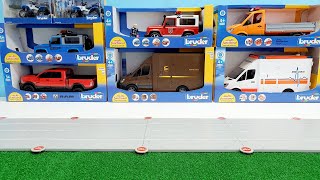 Police car fire truck bruder playmobil  Toy Vehicles for Kids [upl. by Elleirda]