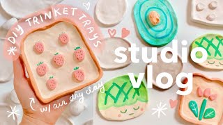 studio vlog 29 ★彡 making air dry clay trinket trays PO box mail illustrating on procreate 🐹 [upl. by Vanhomrigh252]