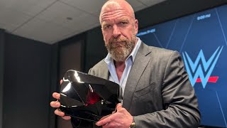 Triple H unboxes YouTube Red Diamond Play Button for 100 million subscribers [upl. by Eric406]