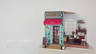 Robotime dollhouse kit  Simons coffee  DG109 [upl. by Anitap]