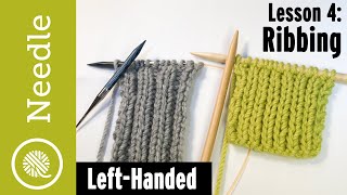 How to Knit  Ribbing 1x1 and 2x2  Lesson 4 Left Handed [upl. by Emina902]