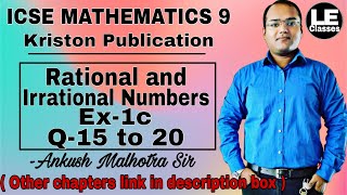 ICSE mathematics class 9 Ex1c  Rational and Irrational Numbers  kriston publication solution [upl. by Ahsram]