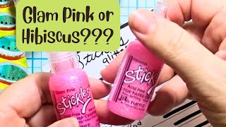 🩷Comparing Glam Pink and Hibiscus Stickles Glitter Glue by Ranger🩷stickles glitter glue swatches [upl. by Bravin643]