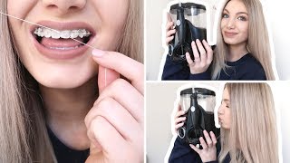 FLOSSING WITH BRACES  Benefits of Using a Water Flosser [upl. by Nellad]