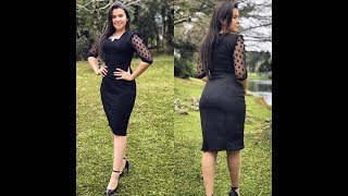 Vestido Midi Tubinho Preto Com Manga Bufante Jasmine [upl. by Grant799]