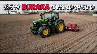 Siew buraka cukrowego  John Deere 6R 155  Grimme Matrix 1200  OPIS [upl. by Asyle]