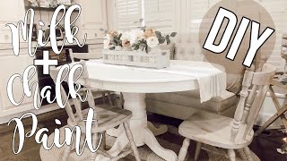 Milk Paint amp Chalk Paint tutorial  Thrifted Dining Room [upl. by Pish]