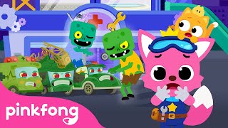 Help the Zombie Police Car Return to Normal  🚓 Car Hospital  BEST Car Songs  Official Pinkfong [upl. by Hannad]