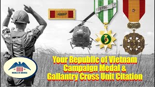 Republic of Vietnam Campaign Medal VCM and Gallantry Cross Unit Citation for service in Vietnam [upl. by Zoila]