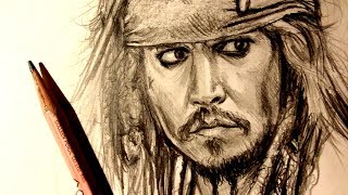 ASMR  Pencil Drawing 116  Captain Jack Sparrow Request [upl. by Elleinwad890]