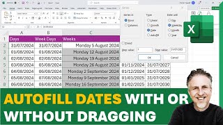 📅 Autofill Dates in Excel  Sequential Dates Weekly Dates Month amp Year  With or Without Dragging [upl. by Obnukotalo]