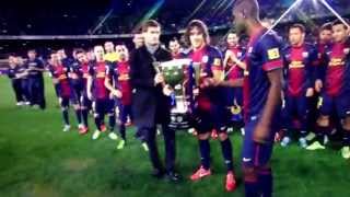 Alex Song and the La Liga Trophy Barcelona 2013 champions [upl. by Llenrac354]