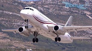 Closeup Sukhoi Superjet SSJ100 Takeoff  Split Airport LDSPSPU [upl. by Okire]