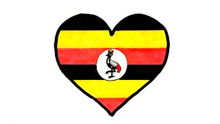 How to Draw Uganda Love Flag  Country Flag  Heart Flag  Love Flag [upl. by Benedikta434]