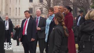 WATCH The Obamas and Bidens depart US Capitol [upl. by Sillyhp]