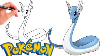 How To Draw DRAGONAIR POKEMON 148  Generation 1 [upl. by Lahsiv]