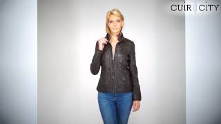 Veste Cuir Marron Femme Oakwood  Jennifer Marron Foncé [upl. by Kania]