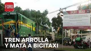 Tren arrolla a bicitaxi por querer ganarle el paso en Nezahualcóyotl  Las Noticias [upl. by Notslah]